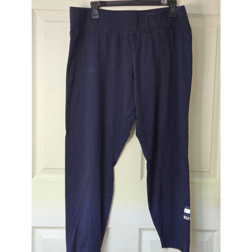Tommy Hilfiger Sport Women XXL Navy Blue Capri Leggings Flag Logo Activewear